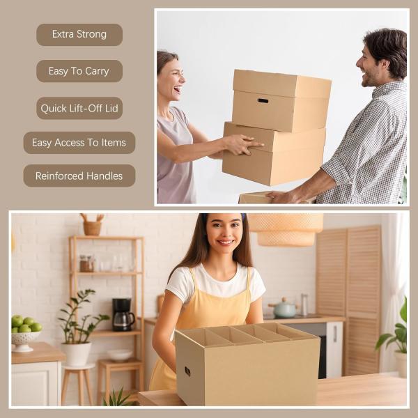 recyclable, sustainable, Custom Heavy Duty Cardboard Moving Boxes Safe Transport With Handles Sturdy Paper Packing Supplies For House/Office