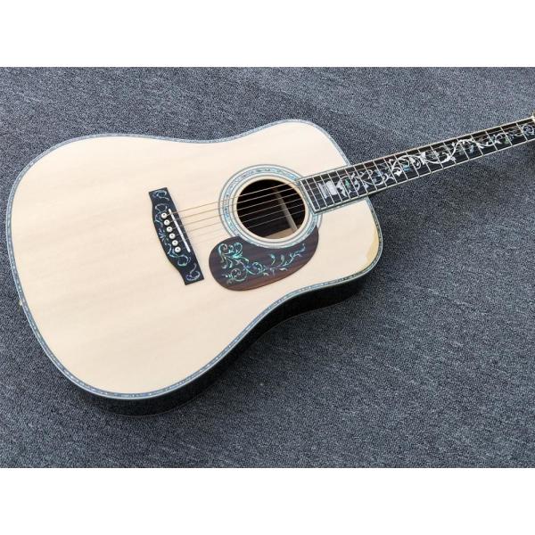 41 inch acoustic guitar,Real Abalone inlays and binding,Ebony fingerboard,Factory Custom Solid spruce top Classic Guitar