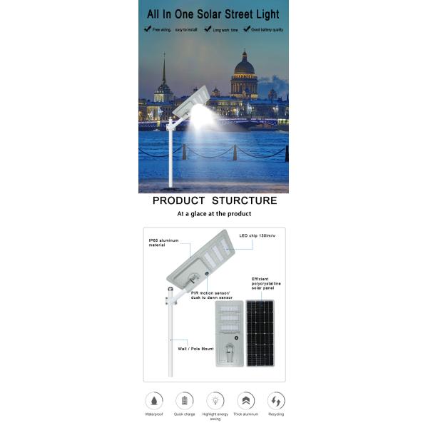 Sturdiness LED Solar Powered Street Lights 180W For Theme Parks