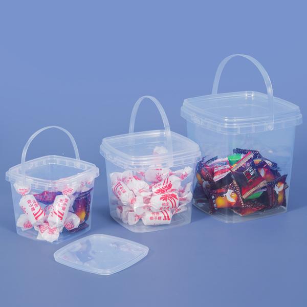 Buy Customrized Logo 280ml 500ml 1L 2L Clear Thicken Square Plastic Buckets With Lids at wholesale prices