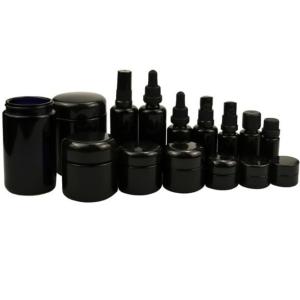 Leakproof Glass Black Cosmetic Jars 8.8oz 35oz