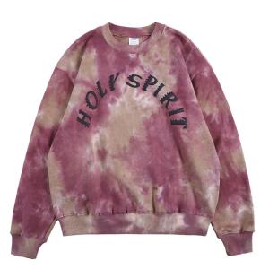 Crew Neck Tie Dye Terry Oversized Hooded Sweatshirt