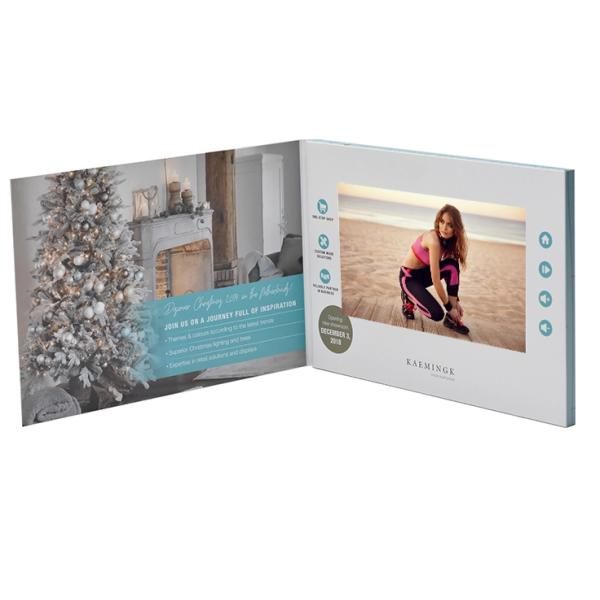Advertising Promotion Video Brochure Card 7 Inch Lcd Video Book Four Color Printing