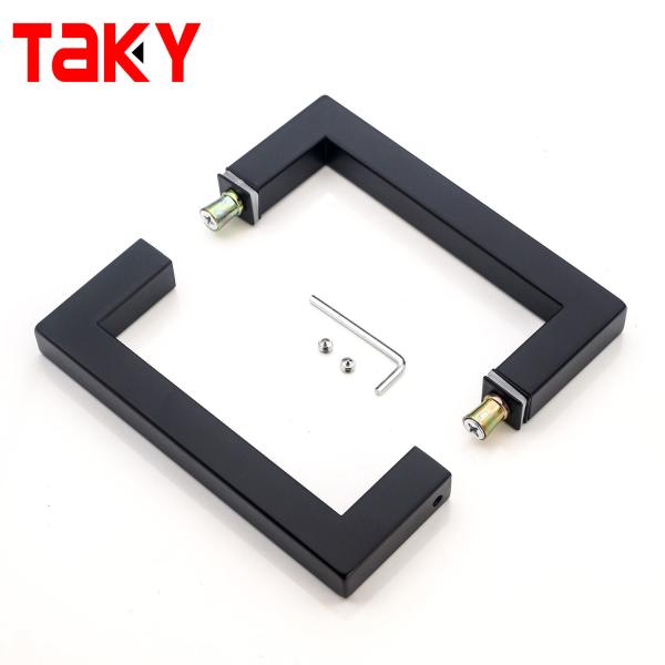 Matt Black Stain Back To Back Sliding Shower Glass Door Square Pull Handle 6 8