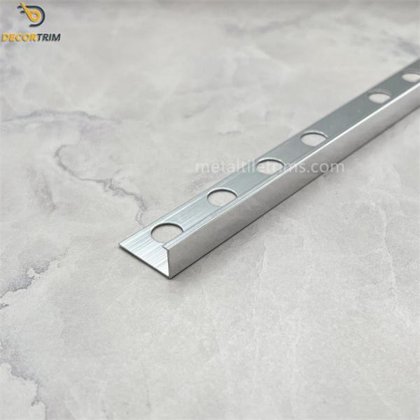 Shiny Silver Aluminum Metal Tile Trims 8/10/12mm L Shape Straight Edge
