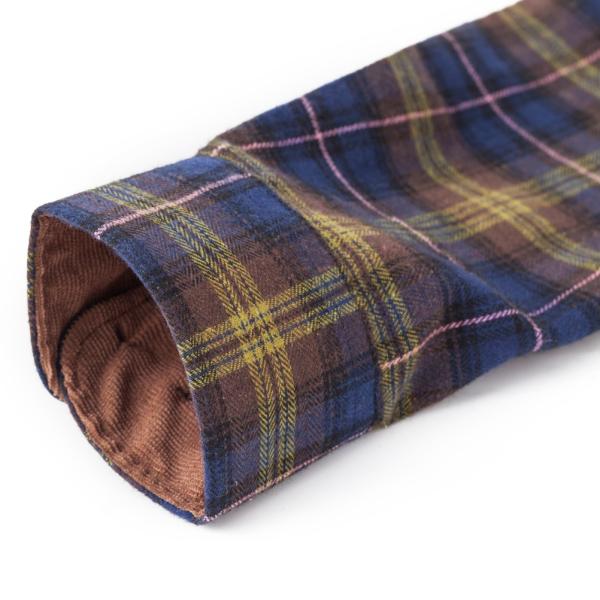 Man's Leisure Style Cotton Flannelette Plaid Jacket with Double Pocket and Long Sleeve