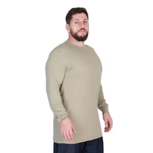 Men Cotton FR Buttonless Henley Shirt Long Sleeve