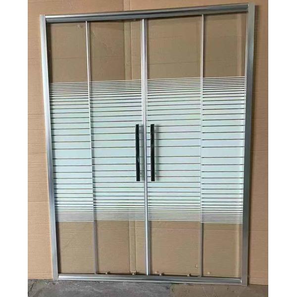 5/6mm Tempered White Stripes Safety Glassn With Chromed Alum Frame Screen