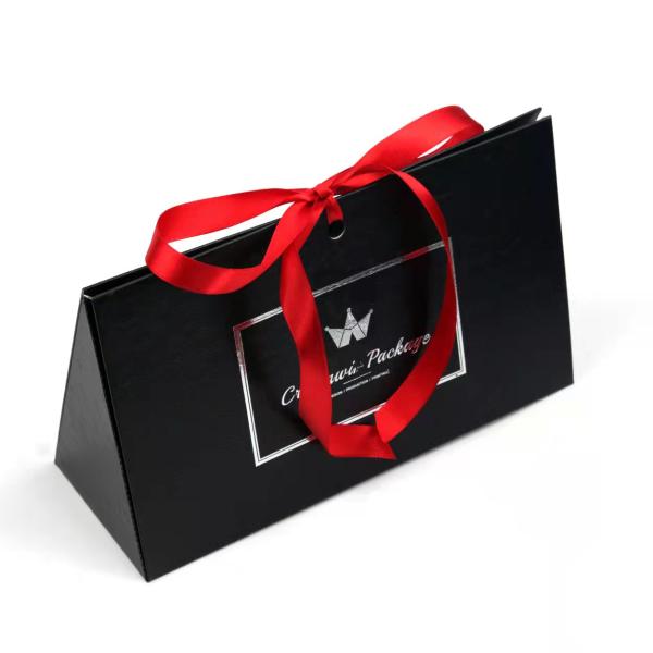 Small Wedding Favor Box with Custom Gold Logo and Ribbon on Recycled Kraft Paper