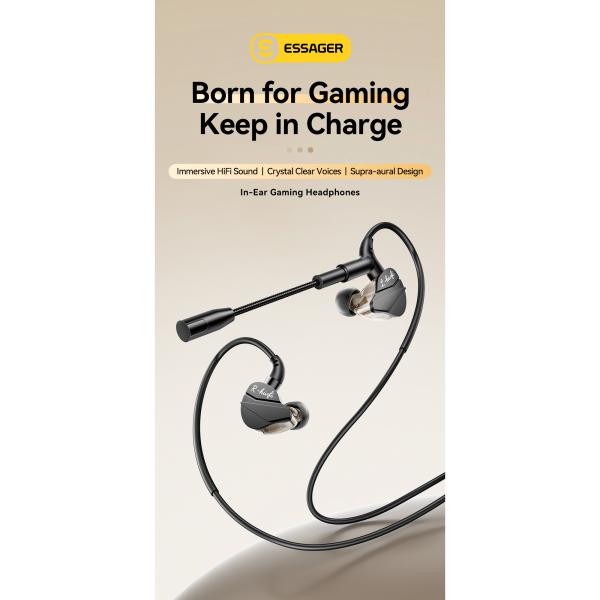 ESSAGER G62 In-Ear USB Type C Jack Aux 3.5mm Earphone Earbuds Wired Connection with OEM/ODM