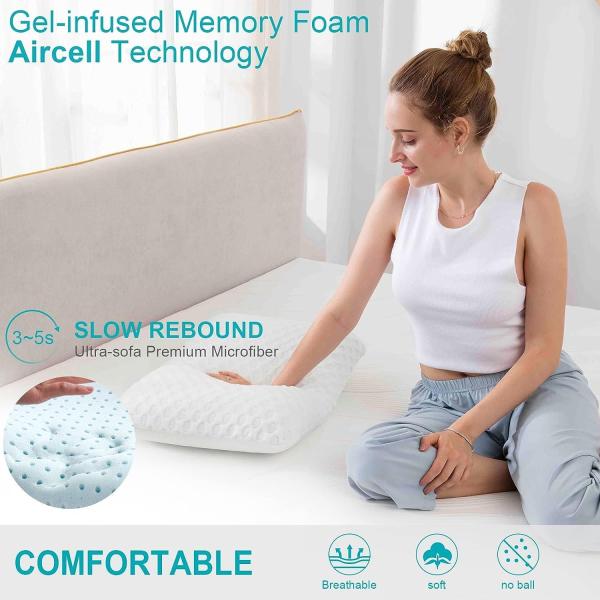 ≥600TC Thread Count Density Memory Foam Neck Pillow for Bolster Support and Sleeping