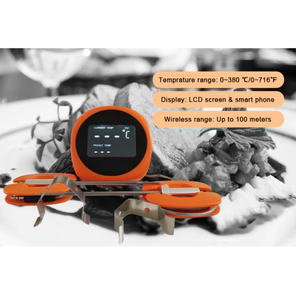 Smart Bluetooth BBQ Oven Meat Thermometer with 6 Food Grade Probes  