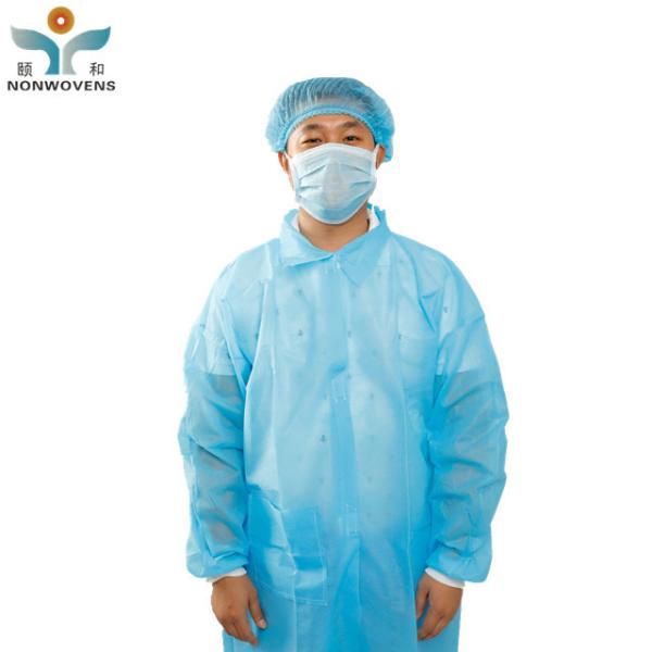 25-40gsm Microporous Disposable Lab Coat , Knit Cuff Disposable Laboratory Gown