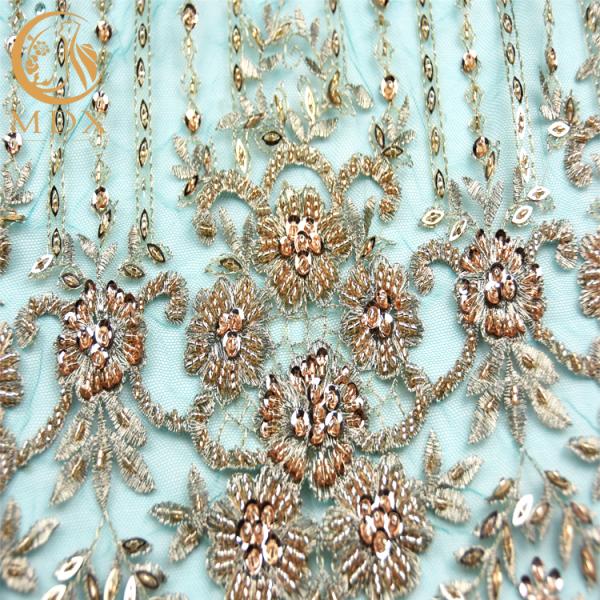 Fashion George Embroidery Lace Fabrics Green Mesh Handmade 20% Polyeter