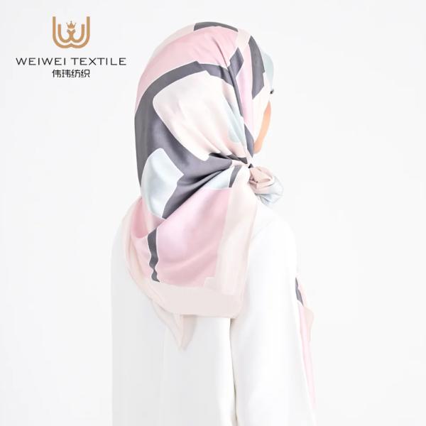 New Designed Printed Floral Women's Tudung musulman islamic Available Malaysia Spring Satin Silk Hijab Scarf