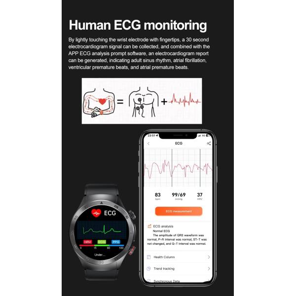 1.49 Inch Health Smart Watch E800 Heart Rate Health Monitoring Body Temperature SmartWatch