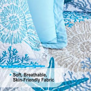 Coastal Full Queen Reversible Microfiber Quilt Set with 2 Shams