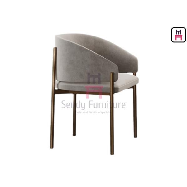 Buy Grey Velvet Shell Back Stainless Steel Dining Chair With Armrests at wholesale prices