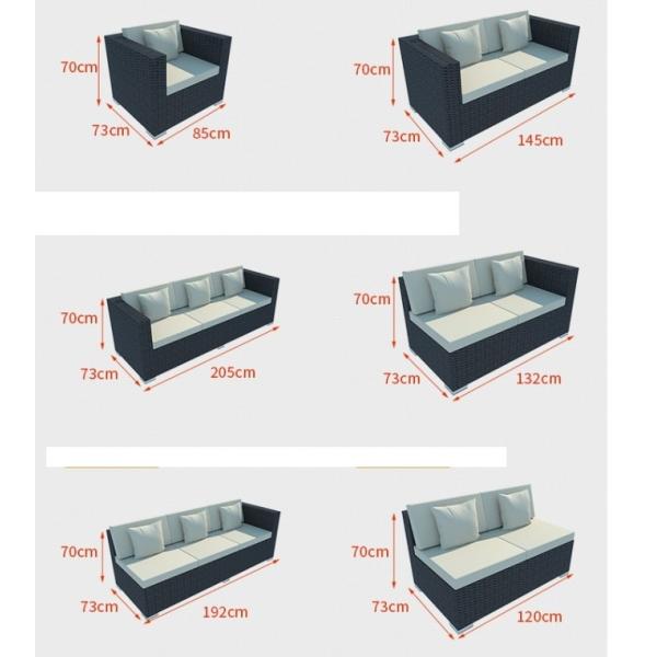 Luxury Modern Patio Garden Furniture Black Rattan Outdoor Sofa Coffee Table Set Steel Rattan Chair Outdoor Furniture