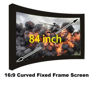 High Quality 16:9 Curved Fixed Frame Screen 84 Inch Matt White With 80mm Black
