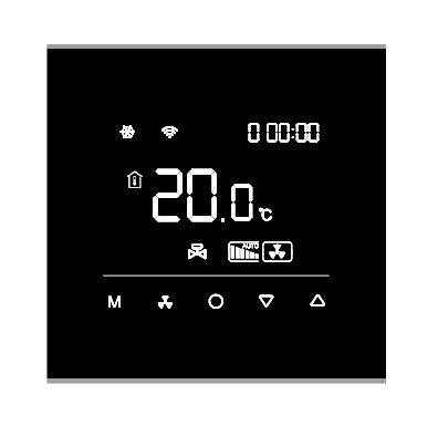 Buy 1A Output Fan Coil Thermostat With Infrared Remote Control Self Extinguishing PC Material at wholesale prices