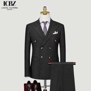Mixed Fabric Groom's Suit for Professional Business Men in British Style