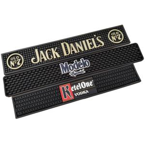 Quality Black Soft Touch PVC Rubber Custom Design Bar Mat Spill Mat Rail Drip Mat for sale