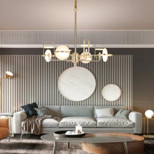 Geometric G9 Light Source Postmodern Pendant Light Gold Copper Hardware Plating