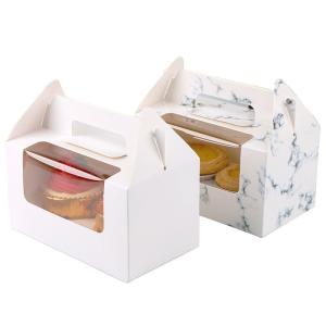 Recyclable Bread Cake Bulk Bakery Boxes Packaging Pink White Brown