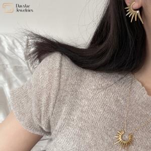 Sunflower Pendant Necklace Titanium Steel Jewelry Women Collarbone Chain