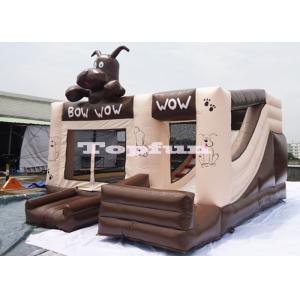 Quality 0.55mm PVC Tarpaulin Inflatable Chocolate Jumping Bouncer Castle With Slide for sale