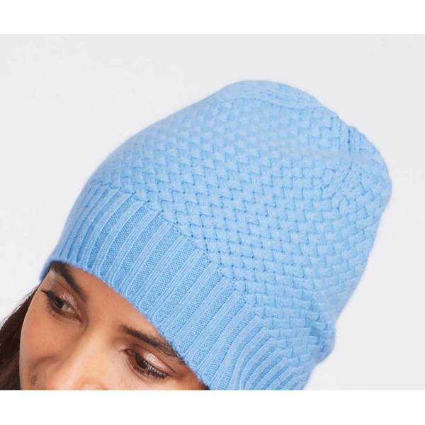 Women ' S Knit Beanie Hats 100 % Cashmere Material Lattice Stitch 7gg Gauge