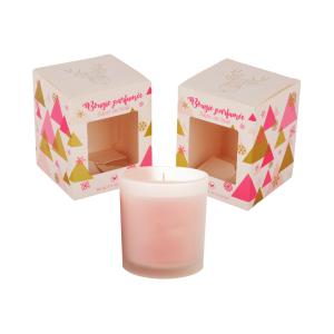 Art Paper Candle Packaging Box Pink With Cutout Window 8cm Size