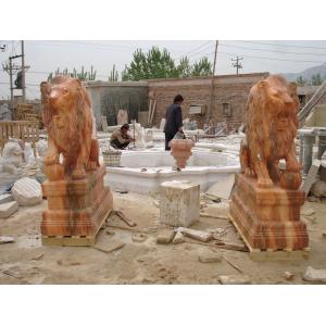 China 200cm Life Size Customized Lion With Wings Statue , Stone Carving Sculpture on sale