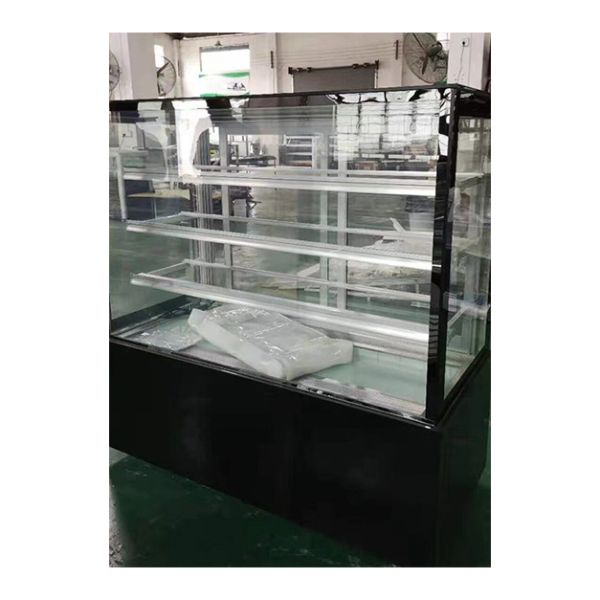 Multiple Shelves Glass Stainless Steel Structure Cake Refrigerated Storage