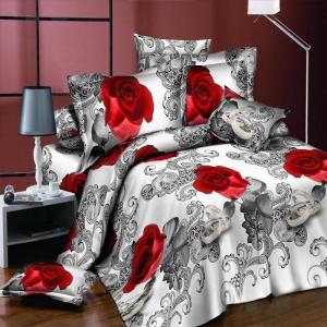 Home Customized Color Microfiber Quilt Cover Bed Sheet Bedding Set with Digital