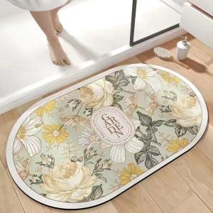 Customized Non Slip Water Absorbent Rugs Bathroom Floor Mat Set with Diatomite