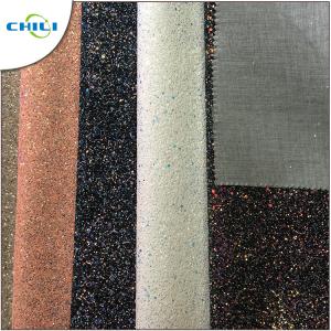 Flat Glitter Polyester Fabric Squares , Glitter Clothing Fabric Canvas Backing