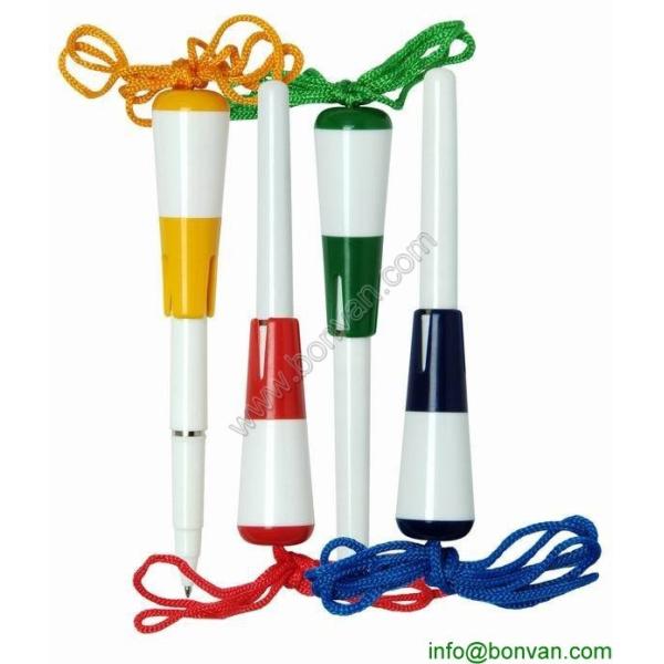 Buy promotional lanyard pen,printed lanyard ball pen with safety plunger at wholesale prices