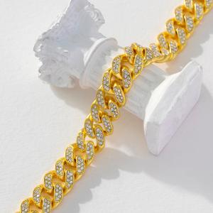 Hot Sale Hip Hop Jewelry Iced Out White Rhinestone Miami Cuban Link Chain Choker