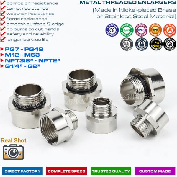 304/316 Stainless Steel Thread Reducers (Threaded Enlargers, Threaded Converters, Threaded Adapters) for Cable Glands IP68 Brass (304/316 Steel) Thread Reducers, Thread Enlargers, Thread Converters or Thread Adapters for Cable Glands