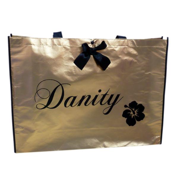 Non Woven Carry Bag , 75g Coated Unwoven Fabric Shopping Bags With Butterfly Bow