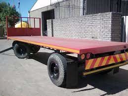 Farm Truck Platform Flatbed Drawbar Full Trailer With Ladder
