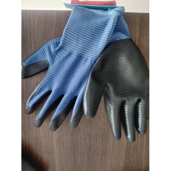 15 Gauge Flex Latex Coated Gloves Blue Nylon Spandex Liner Latex Work Gloves