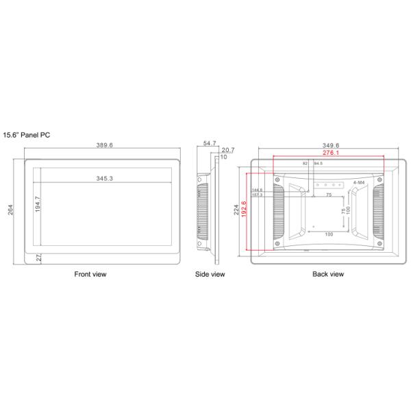 FHD Industrial Panel Mounted Touch Screen Pc Indoor 15.6 Inch 1920*1080 Resolution