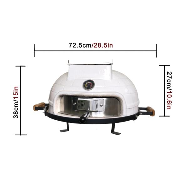 KIMSTONE 21 Inch Tabletop Pizza Oven Large Brick Pizza Stove White Portable Ceramic Grill