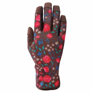 Tight Firm Synthetic Leather Spandex Gardening Gloves Floral Printing