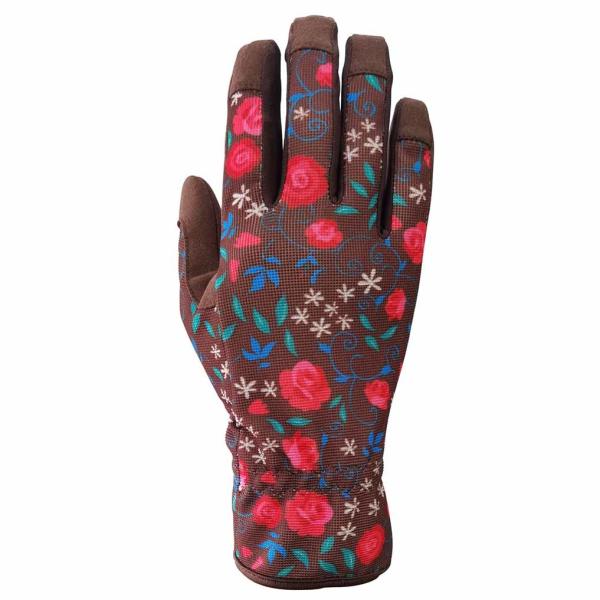 Tight Firm Synthetic Leather Spandex Gardening Gloves Floral Printing