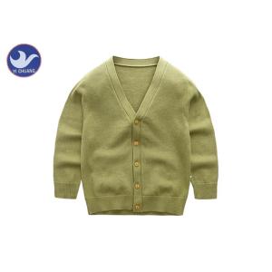 Basic V Neck Boys Cardigan Sweater / Cotton Kindergarten Uniform