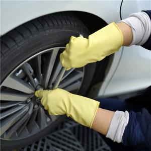 Quality Natural Latex Heavy Duty Long Rubber Gloves Unlined Slip Resistant for sale